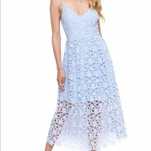 ASTR the label / Lace midi dress in periwinkle.